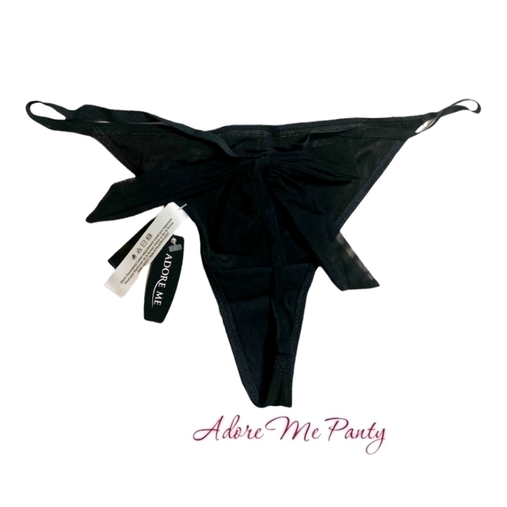 Adore Me Black Thong Panty With Bow